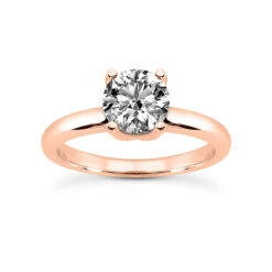 14K White Gold Solitaire Engagement Ring Set 0.50ct Band: 2.6mm, Eng.: 2.8mm -H'Hen Sale Store 14k gold solitaire engagement ring set 050ct p 23086 back rose 20220426
