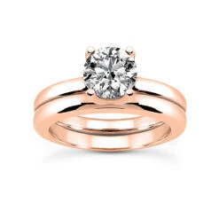 14K White Gold Solitaire Engagement Ring Set 0.50ct Band: 2.6mm, Eng.: 2.8mm -H'Hen Sale Store 14k gold solitaire engagement ring set 050ct p 23086 rose 20220426