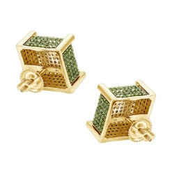 14K Yellow Gold Square Green Diamond Stud Earrings 1.3ct By Luxurman 11 14K Yellow Gold Square Green Diamond Stud Earrings 1.3ct By Luxurman -H'Hen Sale Store 14k gold square green diamond stud earrings 13ct by luxurman backye