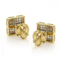 14K Yellow Gold Square Shaped Diamond Stud Earrings 0.41ct -H'Hen Sale Store 14k gold square shaped diamond stud earrings 041ct p 5934 backye
