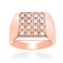 14K White Gold Square Shaped Men's Round Diamond Ring 0.88ct -H'Hen Sale Store 14k gold square shaped mens round diamond ring 088ct p 5880 ro