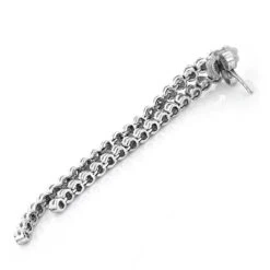 14K White Gold String Designer Diamond Earrings 0.8ct
