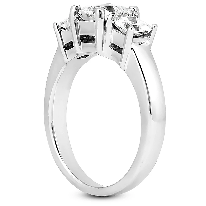 14K White Gold Three Stone Diamond Engagement Ring 0.64ct 2.7mm 6 14K White Gold Three Stone Diamond Engagement Ring 0.64ct 2.7mm - Image 4