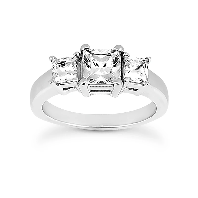 14K White Gold Three Stone Diamond Engagement Ring 0.64ct 2.7mm 3 14K White Gold Three Stone Diamond Engagement Ring 0.64ct 2.7mm