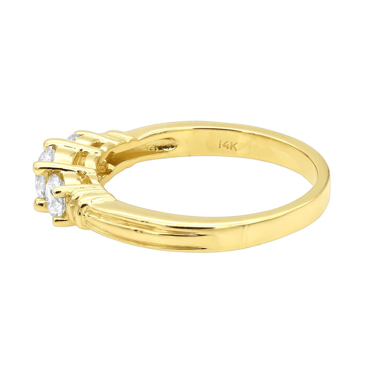 14K Yellow Gold Three Stone Diamond Engagement Ring 1.25ct 3/16 In (5mm) 6 14K Yellow Gold Three Stone Diamond Engagement Ring 1.25ct 3/16 In (5mm) - Image 4