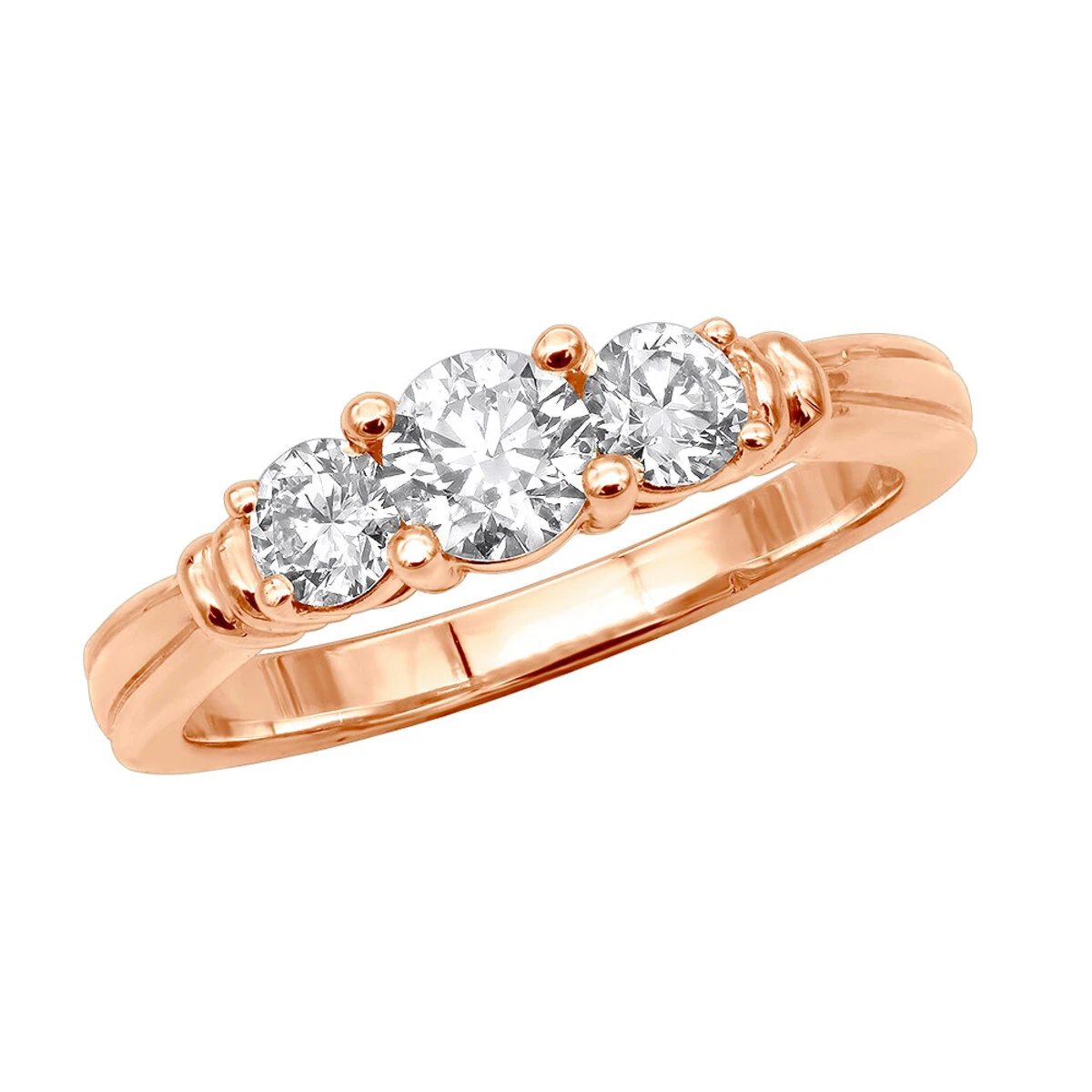 14K Yellow Gold Three Stone Diamond Engagement Ring 1.25ct 3/16 In (5mm) 5 14K Yellow Gold Three Stone Diamond Engagement Ring 1.25ct 3/16 In (5mm) - Image 3