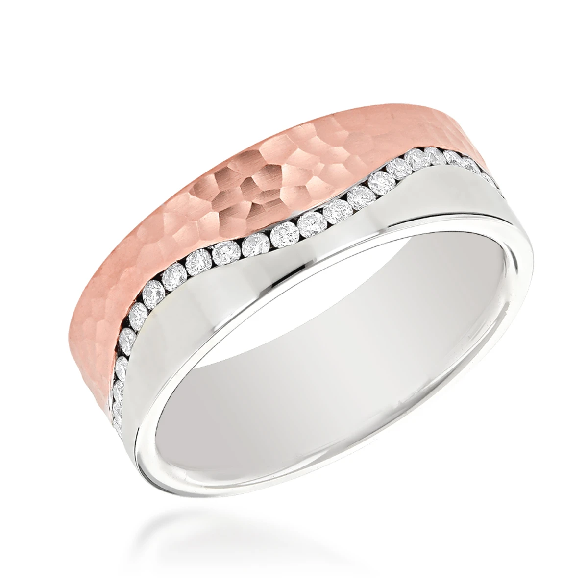 14K Yellow Gold Two Tone Men's Diamond Eternity Band Designer Ring By Luxurman 5 14K Yellow Gold Two Tone Men's Diamond Eternity Band Designer Ring By Luxurman - Image 3