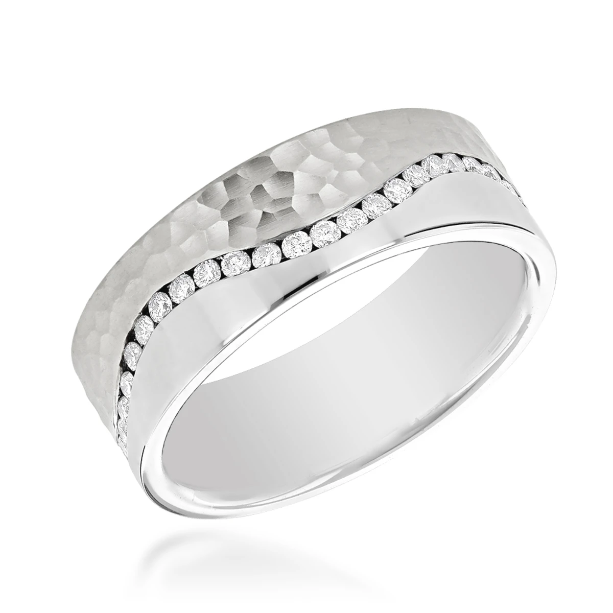 14K Yellow Gold Two Tone Men's Diamond Eternity Band Designer Ring By Luxurman 4 14K Yellow Gold Two Tone Men's Diamond Eternity Band Designer Ring By Luxurman - Image 2