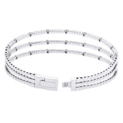 1.5 Carat Flexible Diamond Bangle Bracelet For Women Solid 14K Rose Gold 3 Row -H'Hen Sale Store 14k gold unique 3 row flexible diamond bangle bracelet for ladies 15 carat 018338 back white