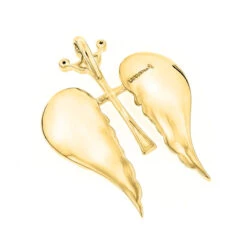 14K White/Yellow Gold Unique Angel Wings Diamond Cross Pendant With Crown 0.4ct -H'Hen Sale Store 14k gold unique angel wings diamond cross pendant with crown 05ct backwy 1