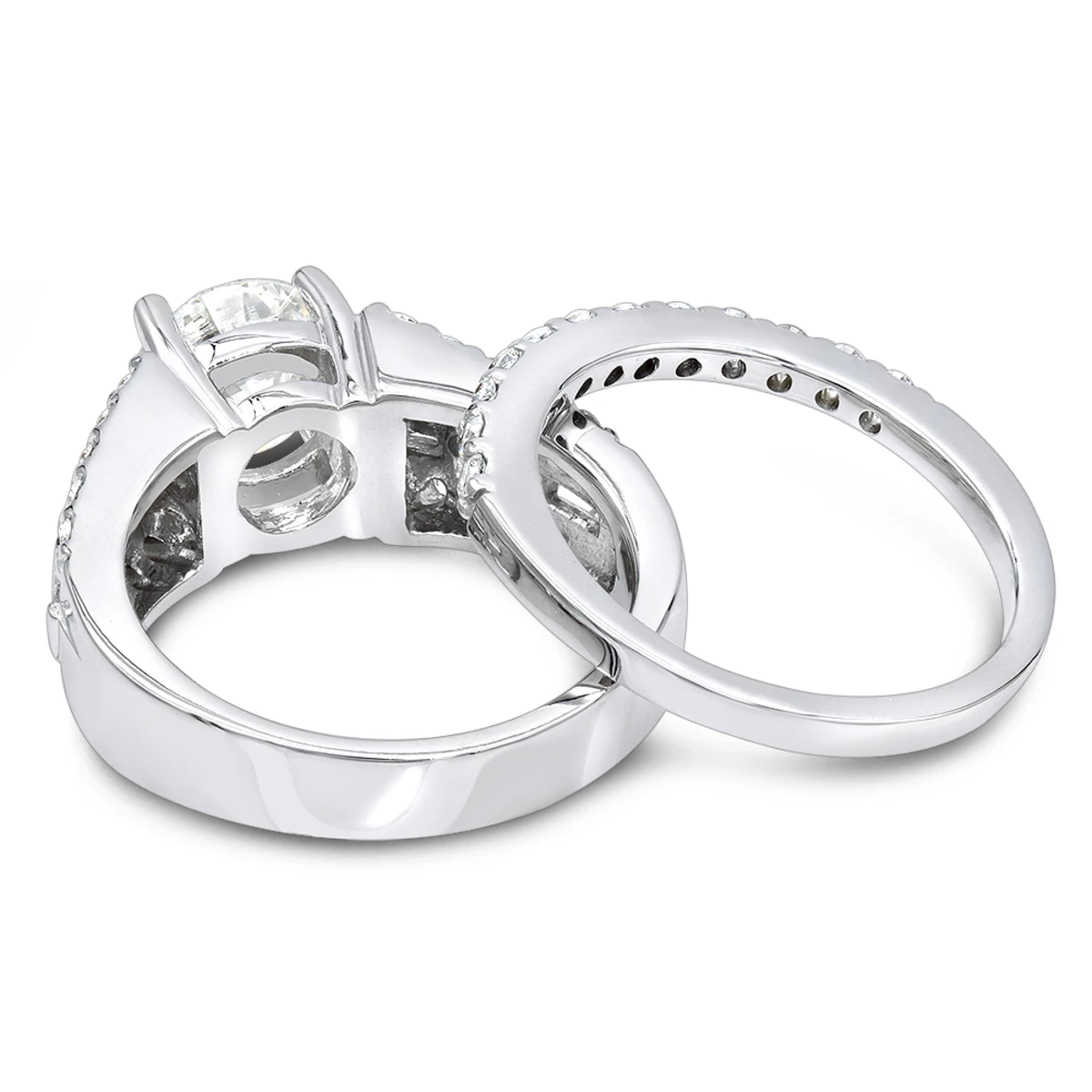 14K White Gold Unique Designer G/VS Diamond Engagement Ring Set 3.75ct By Luxurman 6 14K White Gold Unique Designer G/VS Diamond Engagement Ring Set 3.75ct By Luxurman - Image 4