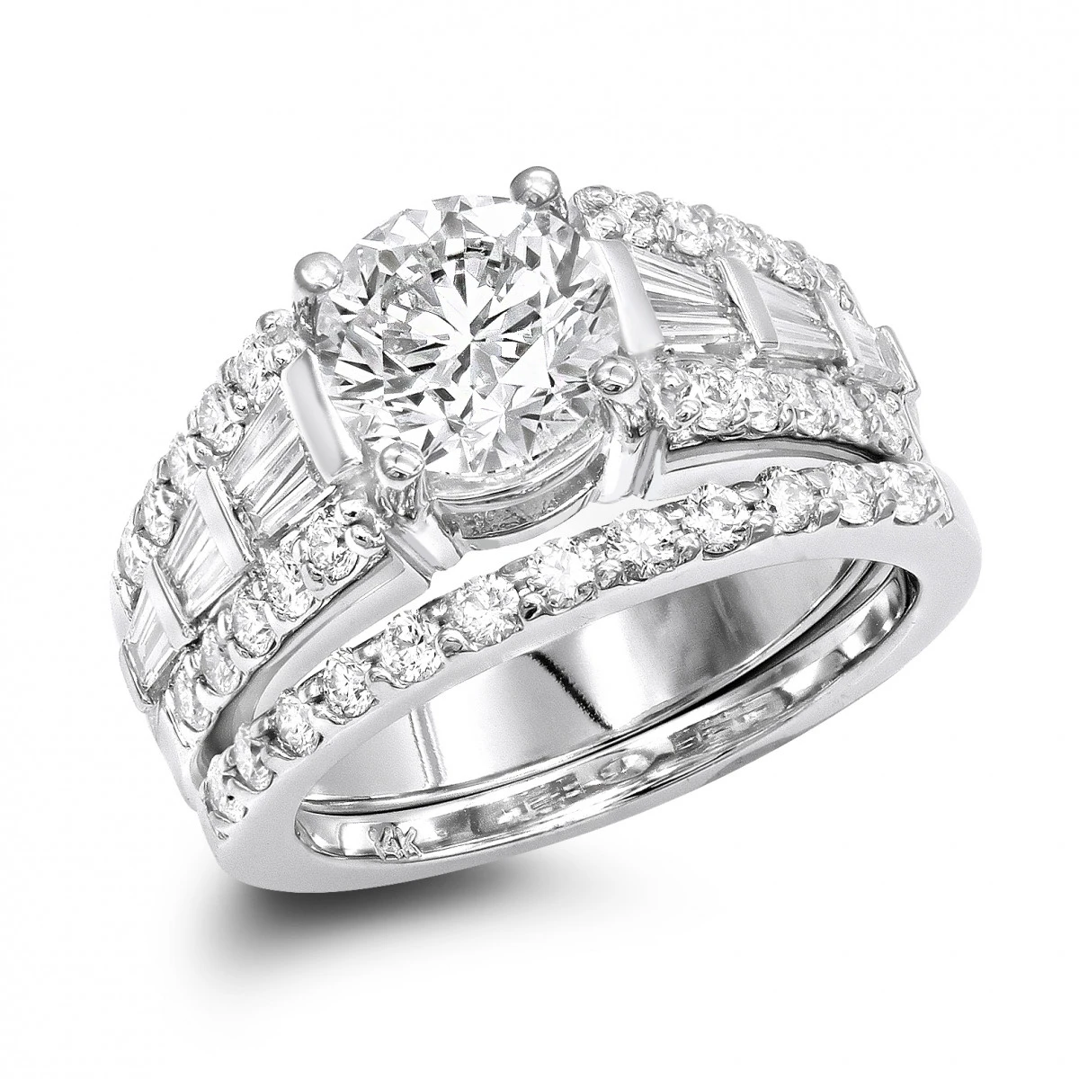 14K White Gold Unique Designer G/VS Diamond Engagement Ring Set 3.75ct By Luxurman 3 14K White Gold Unique Designer G/VS Diamond Engagement Ring Set 3.75ct By Luxurman