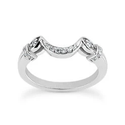 Thin 14K White Gold Unique Diamond Engagement Band 0.07ct