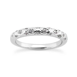 Thin 14K White Gold Unique Diamond Engagement Band 0.13ct