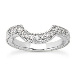 Thin 14K White Gold Unique Diamond Engagement Band 0.20ct