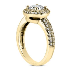 14K White Gold Unique Diamond Engagement Ring 0.76ct 3.3mm -H'Hen Sale Store 14k gold unique diamond engagement ring 076ct p 23889 back yellow 20220426