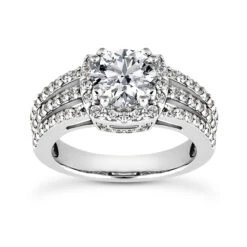 14K White Gold Unique Diamond Engagement Ring 0.92ct 4.8mm