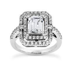 14K White Gold Unique Diamond Engagement Ring 1.16ct 2mm