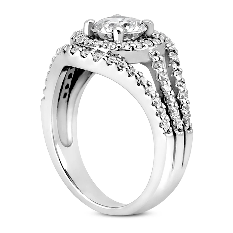 14K White Gold Unique Diamond Engagement Ring 1.20ct 4.7mm 6 14K White Gold Unique Diamond Engagement Ring 1.20ct 4.7mm - Image 4