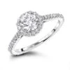14K White Gold Unique Diamond Engagement Ring 1.27ct 1.5mm