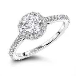 14K White Gold Unique Diamond Engagement Ring 1.27ct 1.5mm