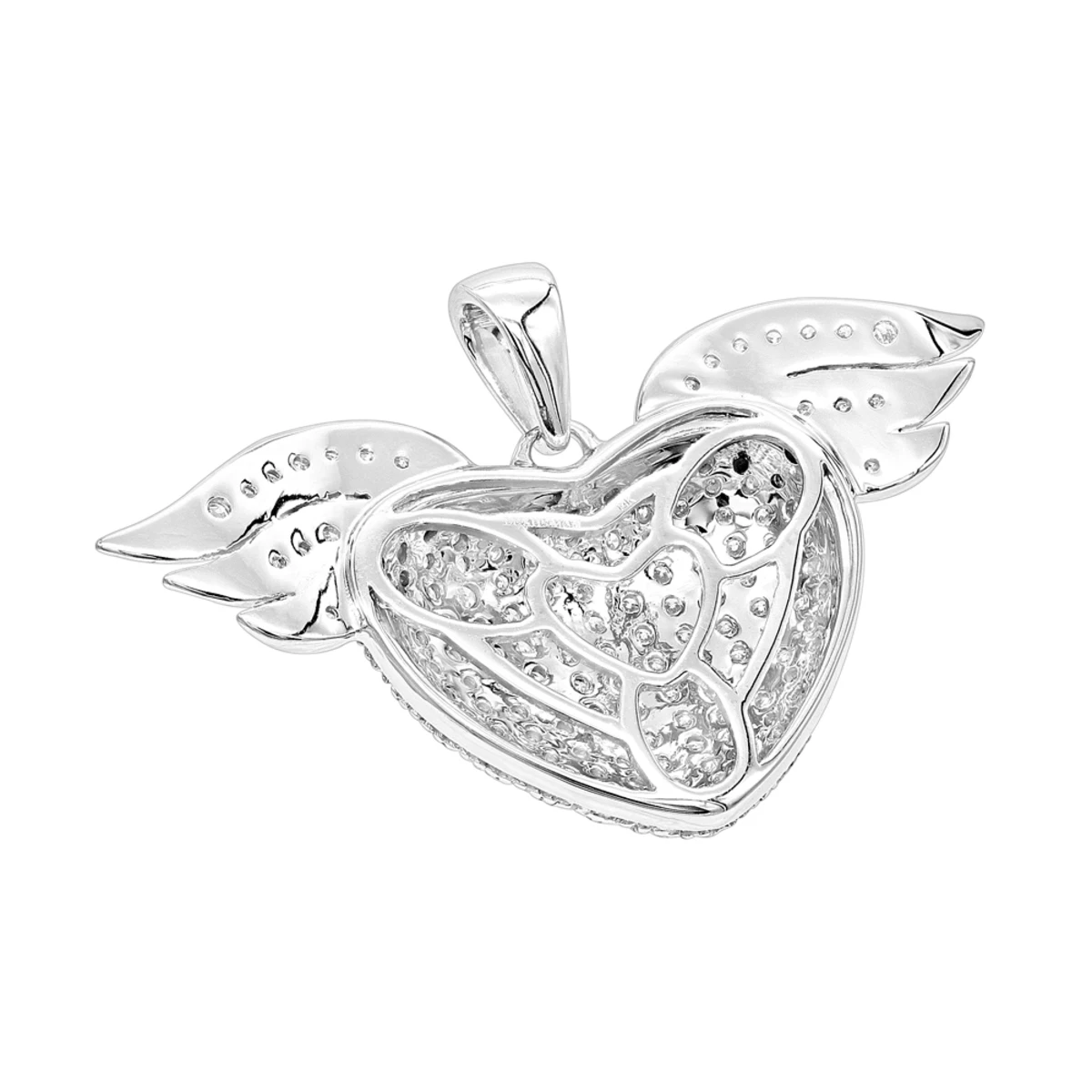 14K White Gold Unique Diamond Heart With Angels Wings Ladies Pendant 1ct 6 14K White Gold Unique Diamond Heart With Angels Wings Ladies Pendant 1ct - Image 4