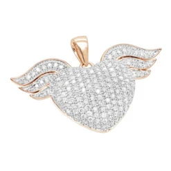 14K White Gold Unique Diamond Heart With Angels Wings Ladies Pendant 1ct 10 14K White Gold Unique Diamond Heart With Angels Wings Ladies Pendant 1ct -H'Hen Sale Store 14k gold unique diamond heart with angels wings ladies pendant 1ct ro