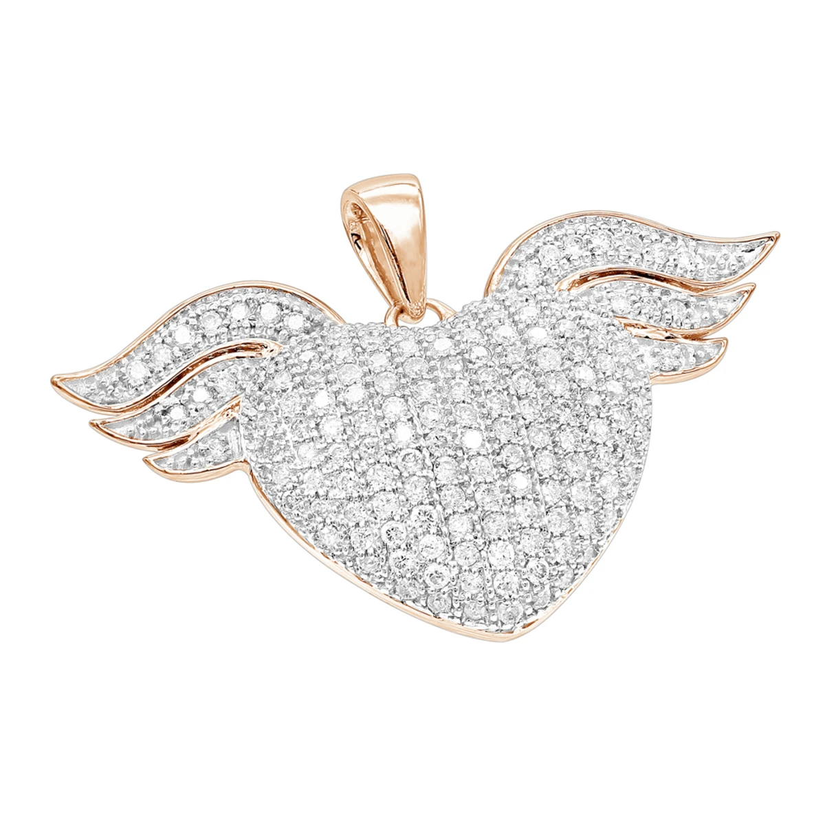 14K White Gold Unique Diamond Heart With Angels Wings Ladies Pendant 1ct 5 14K White Gold Unique Diamond Heart With Angels Wings Ladies Pendant 1ct - Image 3