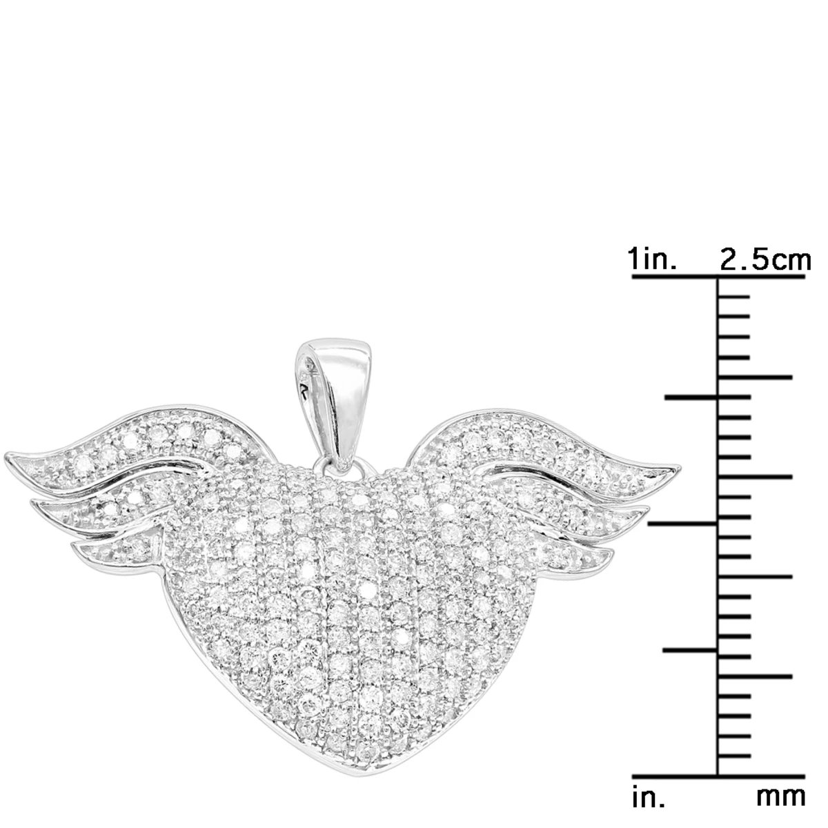14K White Gold Unique Diamond Heart With Angels Wings Ladies Pendant 1ct 8 14K White Gold Unique Diamond Heart With Angels Wings Ladies Pendant 1ct - Image 6