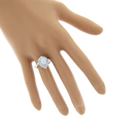 14K White Gold Unique Drop Design Pear Shape Diamond Cluster Ring For Women 1.3ct -H'Hen Sale Store 14k gold unique drop design pear shape diamond cluster ring for women 13ct bodwh