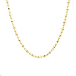 Unique 14K Yellow Gold Men's Gemstone Chain Necklace With Red Rubies 5.3Ct