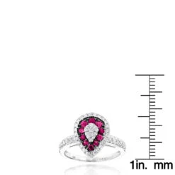 14K White Gold Unique Pear Shape Diamond And Ruby Women's Ring Drop Design 1tcw -H'Hen Sale Store 14k gold unique pear shape diamond and ruby womens ring drop design 1tcw rulerwh