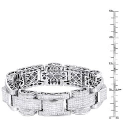 14K White Gold Unique Princess Cut Diamond Bracelet For Men 30ct Luxurman -H'Hen Sale Store 14k gold unique princess cut diamond bracelet for men 30ct by luxurman rulerwh