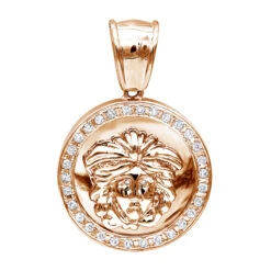 14K White Gold Unisex Diamond Versace Style Pendant 0.60ct Medusa Medallion -H'Hen Sale Store 14k gold unisex diamond versace style pendant 060ct p 271 ro