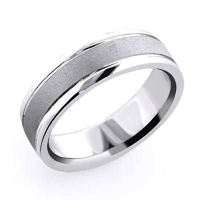 14K White Gold Urbane Men's Wedding Band 3 14K White Gold Urbane Men's Wedding Band