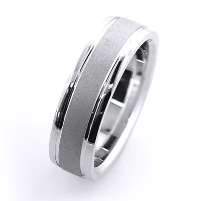 14K White Gold Urbane Men's Wedding Band 4 14K White Gold Urbane Men's Wedding Band - Image 2