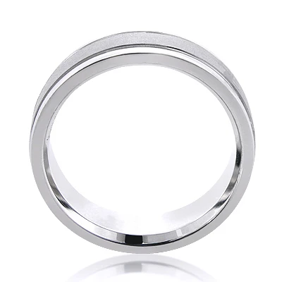 14K White Gold Urbane Men's Wedding Band 6 14K White Gold Urbane Men's Wedding Band - Image 4