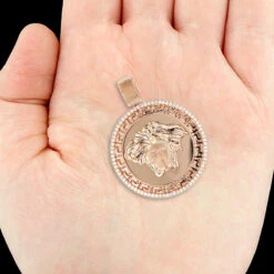 14K Rose Gold Versace Style Diamond Pendant Medusa Medallion 0.62ct -H'Hen Sale Store 14k gold versace style diamond pendant medusa medallion 062ct 4