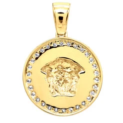 14K Yellow Gold Vintage Versace Style Diamond Pendant Medusa Medallion 2ct -H'Hen Sale Store 14k gold vintage versace style diamond pendant medusa medallion 238ct backye