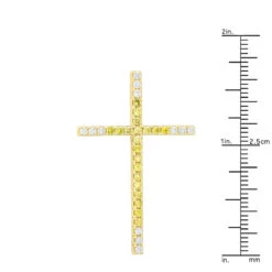 14K Yellow Gold White And Yellow Diamond Cross Pendant 0.72ct -H'Hen Sale Store 14k gold white and yellow diamond cross pendant 072ct p 6606 rulerye