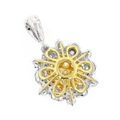 14K White Gold White And Yellow Diamond Ladies Flower Pendant 2.3ct -H'Hen Sale Store 14k gold white and yellow diamond ladies flower pendant 23ct backwh