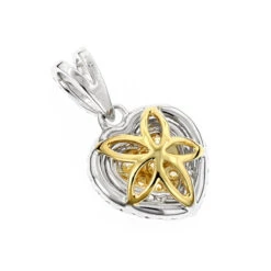 14K White Gold White And Yellow Diamonds Heart Pendant For Women 0.88ct -H'Hen Sale Store 14k gold white and yellow diamonds heart pendant for women 088ct backwh