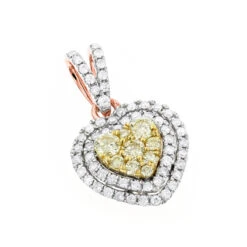 14K White Gold White And Yellow Diamonds Heart Pendant For Women 0.88ct -H'Hen Sale Store 14k gold white and yellow diamonds heart pendant for women 088ct ro
