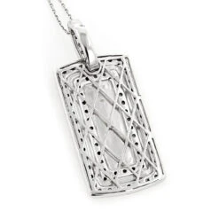 14K White Gold White Black Diamond Dog Tag Pendant 1.34ct 10 14K White Gold White Black Diamond Dog Tag Pendant 1.34ct -H'Hen Sale Store 14k gold white black diamond dog tag pendant 134ct p 7203 backwh