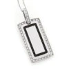 14K White Gold White Black Diamond Dog Tag Pendant 1.34ct