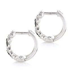 14K White Gold White Black Diamond Hoop Huggie Earrings .65ct -H'Hen Sale Store 14k gold white black diamond hoop huggie earrings 65ct p 6492 backwh