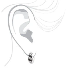 14K White Gold White Black Diamond Hoop Huggie Earrings .65ct -H'Hen Sale Store 14k gold white black diamond hoop huggie earrings 65ct p 6492 bodwh