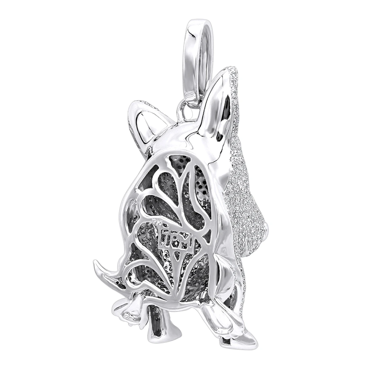 14K White Gold White Black Diamond Mini Bull Terrier Dog Pendant 3.85ct 6 14K White Gold White Black Diamond Mini Bull Terrier Dog Pendant 3.85ct - Image 4