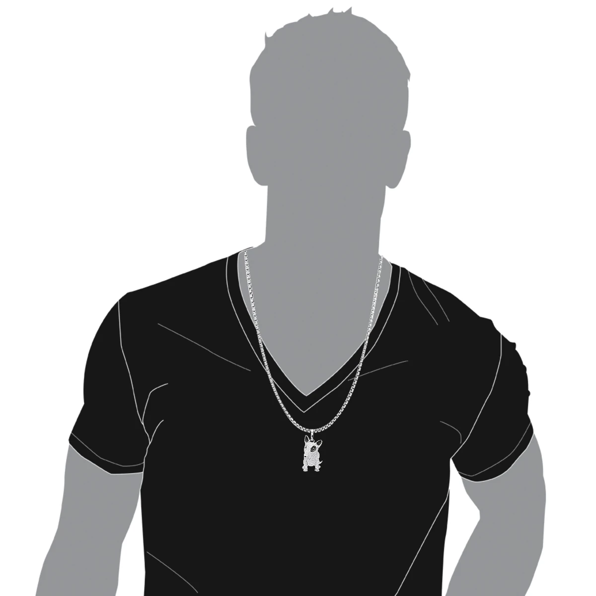 14K White Gold White Black Diamond Mini Bull Terrier Dog Pendant 3.85ct 7 14K White Gold White Black Diamond Mini Bull Terrier Dog Pendant 3.85ct - Image 5