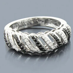 14K White Gold White Black Diamond Ring 0.32ct